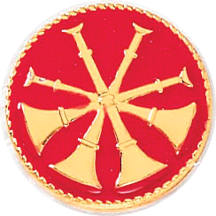 J197 4 Crossed Horns Red Enamel Pin (15/16")