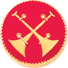 J198 2 Crossed Horns Red Enamel Pin (15/16")