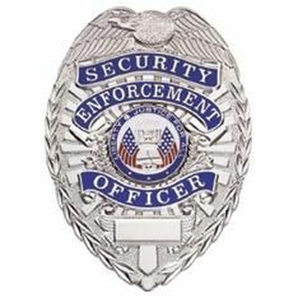 PREMIUM Tactical 365 Security Enforcement Officer with Full Color Justice Seal Pin Back /Breast Badge - Nickle