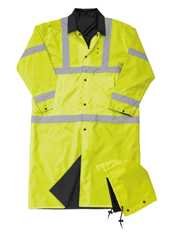 Liberty Uniform 586MFL Class 3 ANSI Compliant Hi-Visibility Reversible Raincoat with Hood