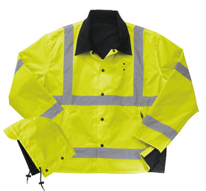 Liberty Uniform 587MFL Class 3 ANSI Compliant Hi-Visibility Reversible Police Rain Jacket with Hood
