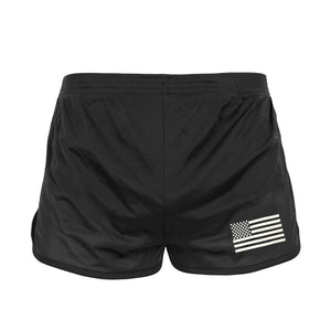 US Flag Ranger PT (Physical Training) Shorts - Black
