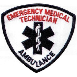 EMT Shoulder Patch - Blue and Red on White - 1 Pair