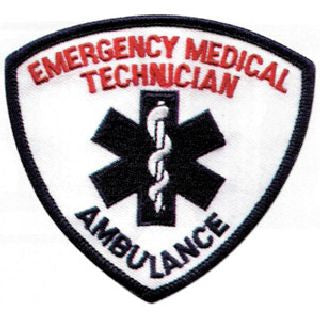 EMT Shoulder Patch - Blue and Red on White - 1 Pair