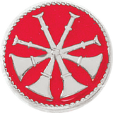 J197 4 Crossed Horns Red Enamel Pin (15/16")