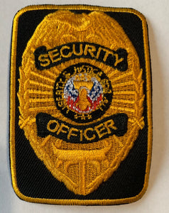 SECURITY OFFICER Badge Patch, Gold/Black, 3 Circle
