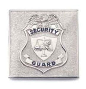 HWC Square security badge 2" x 2 " Pin Back / Breast Badge - NICKEL