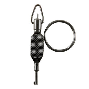 ZAK- Lightweight FLAT KNURLED POLYMER & STAINLESS STEEL TIP Black Finish HANDCUFF KEY with KEY RING MADE IN USA