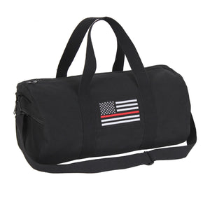 Thin Red Line Canvas Shoulder Duffle Bag - 19 Inch
