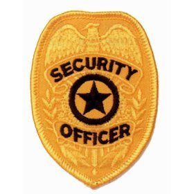 SECURITY OFFICER Guard Gold Uniform Badge Shield Patch Emblem Insignia 2-3/8" x 3-3/4" (2 Patches Included, Pair !)